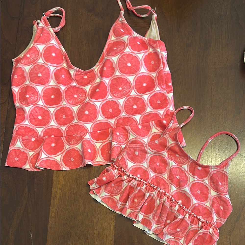 Kortni Jeane Pink Grapefruit Mommy & Me Swim Top Set